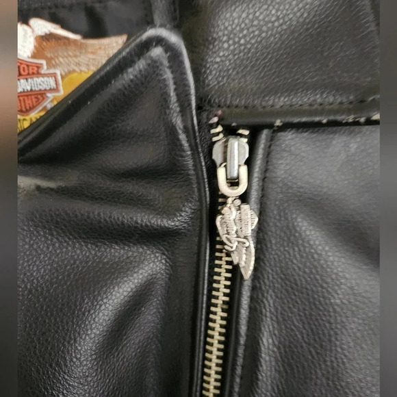 Vintage Harley-Davidson Women’s Black Leather Jacket Embossed Rose Concho - Picture 7 of 13